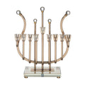 Menorah, Harp Shape with Gold-Effect/Crystal Cups
