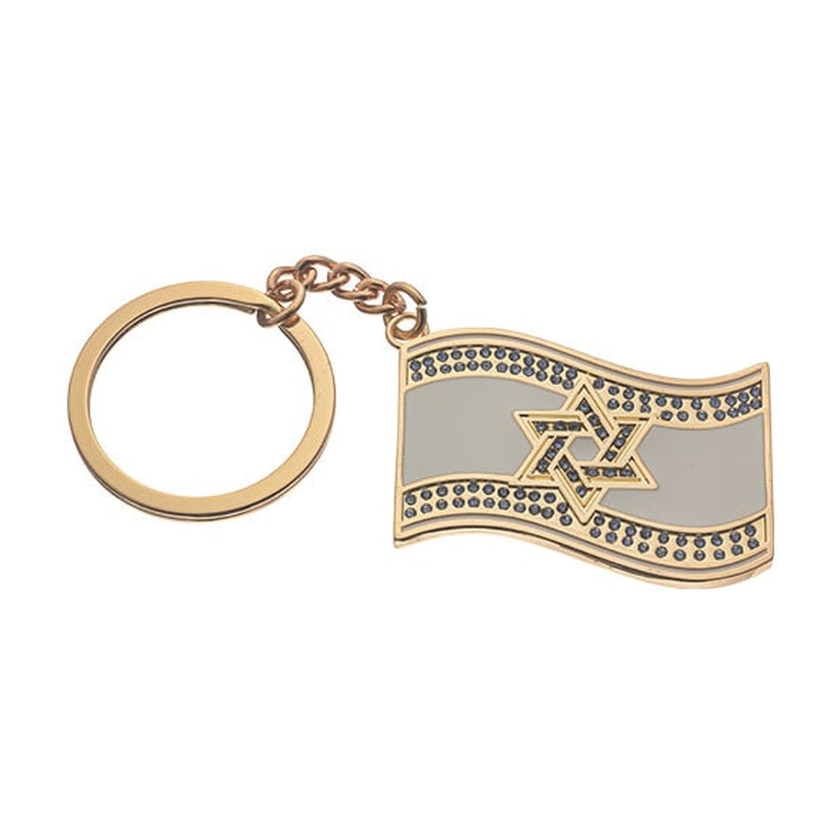 Israel Flag Keychain - Gold Colour