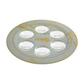 Round Glass Seder Plate - Gold Marble