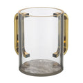 Clear Modern Washing Cup with Brown Marble Base and Gold Handles