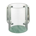 Clear Modern Washing Cup with Green Marble Base and Silver Handles