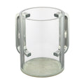 Clear Modern Washing Cup with White Marble Base and Silver Handles