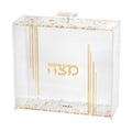 Clear Matzah Box with Gold Design