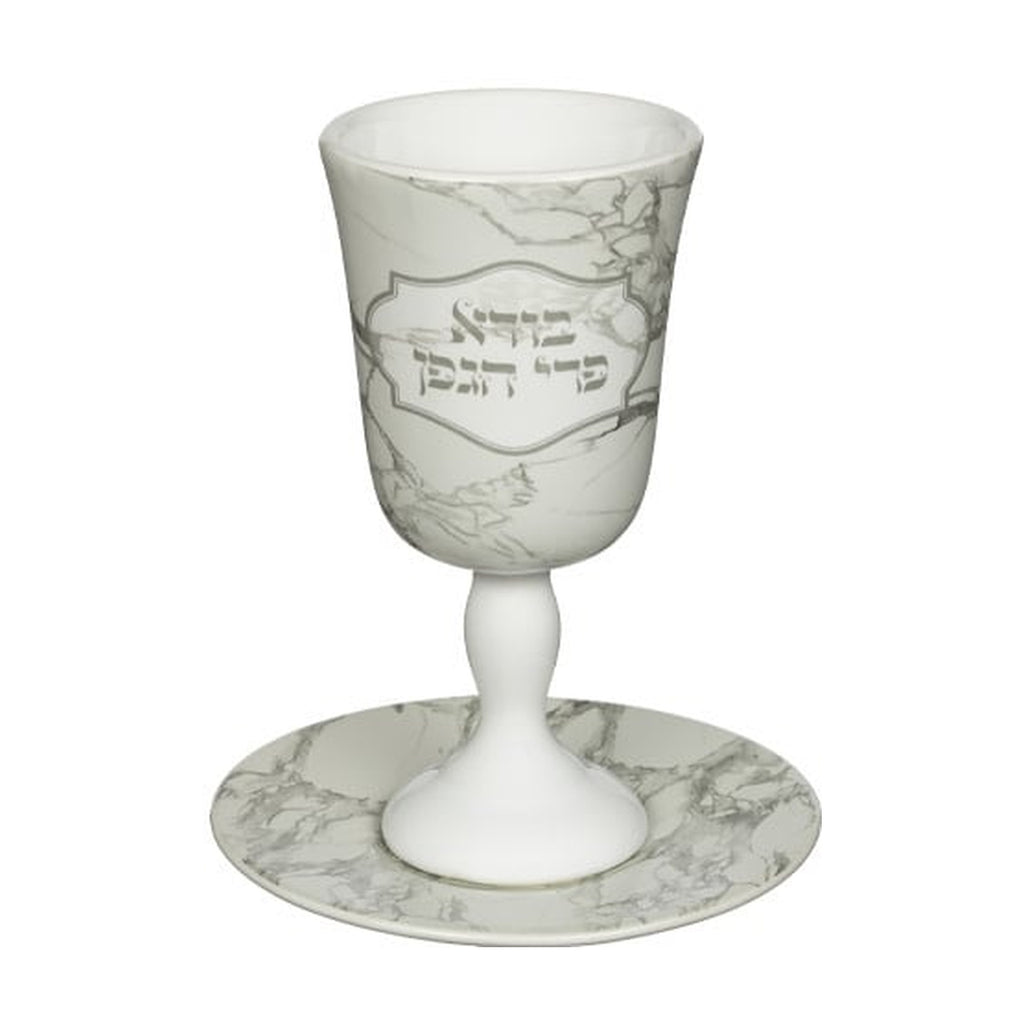 Kiddush Cup with Tray, Ceramic