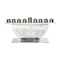 Glass Menorah with Laser-Etched Design