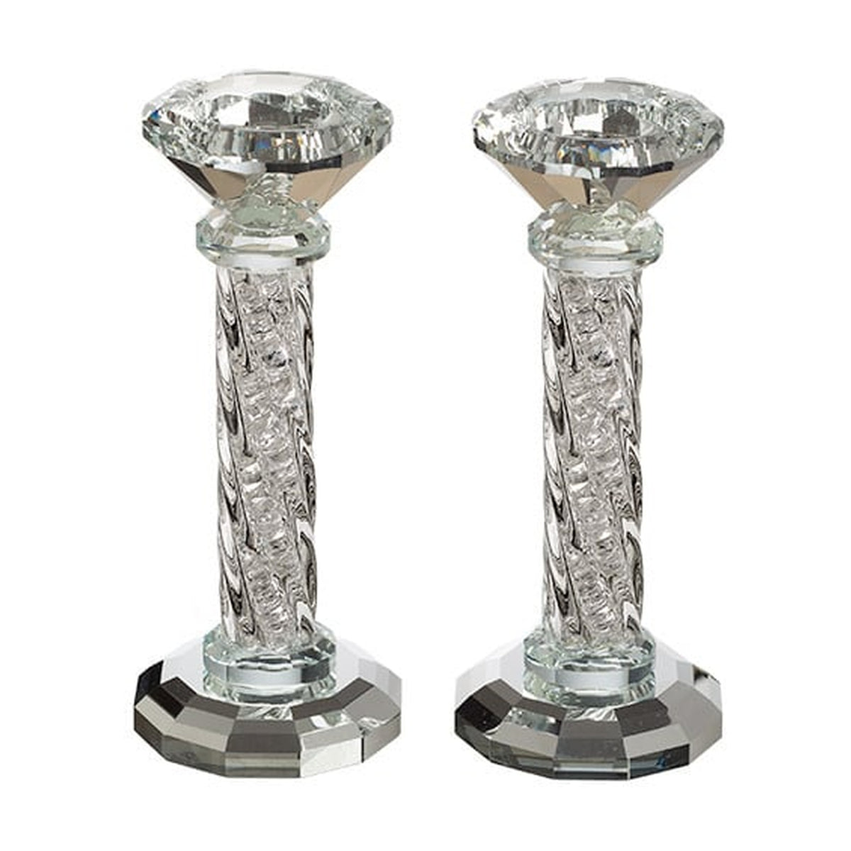 Crystal Shabbat Candlesticks 16.5 cm with Stones