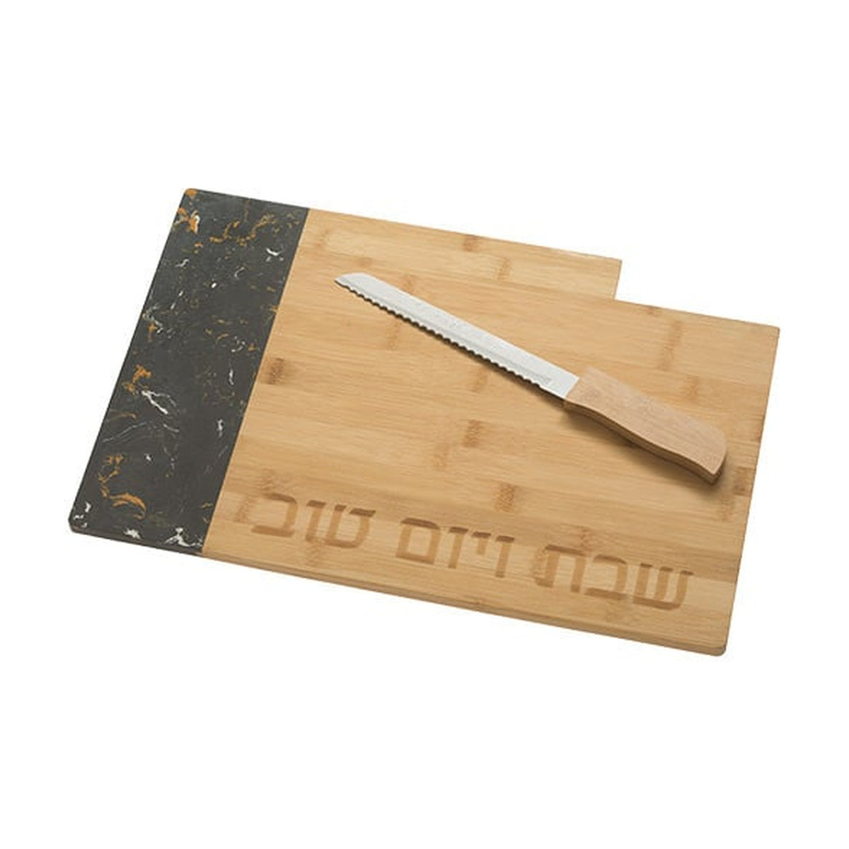 Challah Board with Knife, Wood with Marble