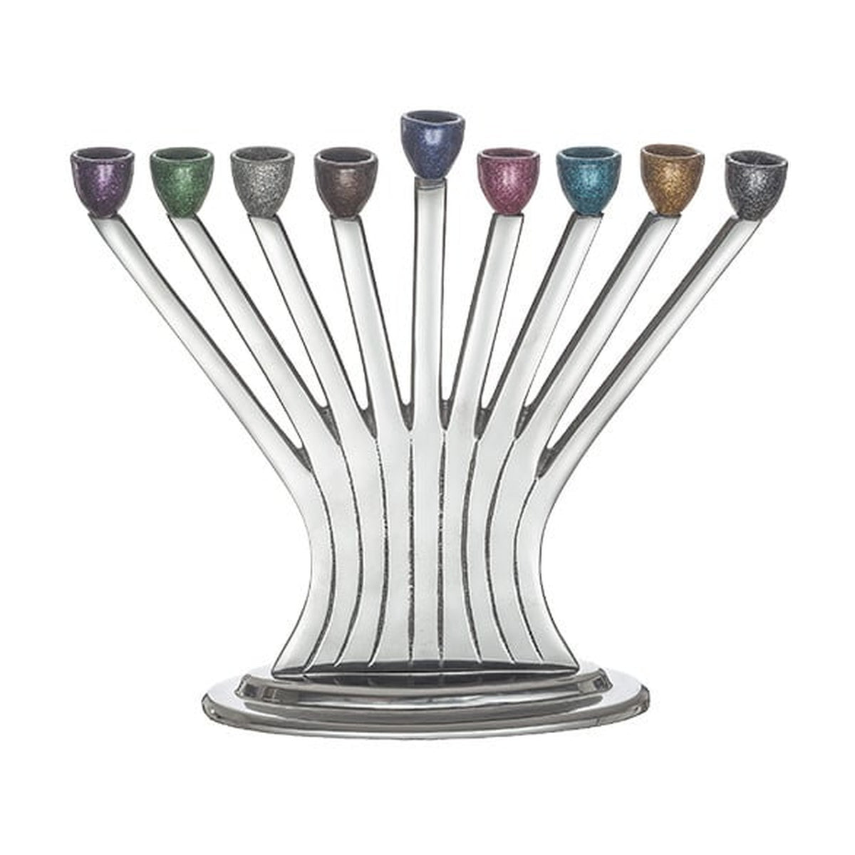 Menorah, Aluminum with Multicolour Cups
