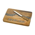 Challah Tray with Knife, Wood with Charcoal Epoxy