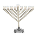 Menorah, Aluminum with Mother-of-Pearl Cups