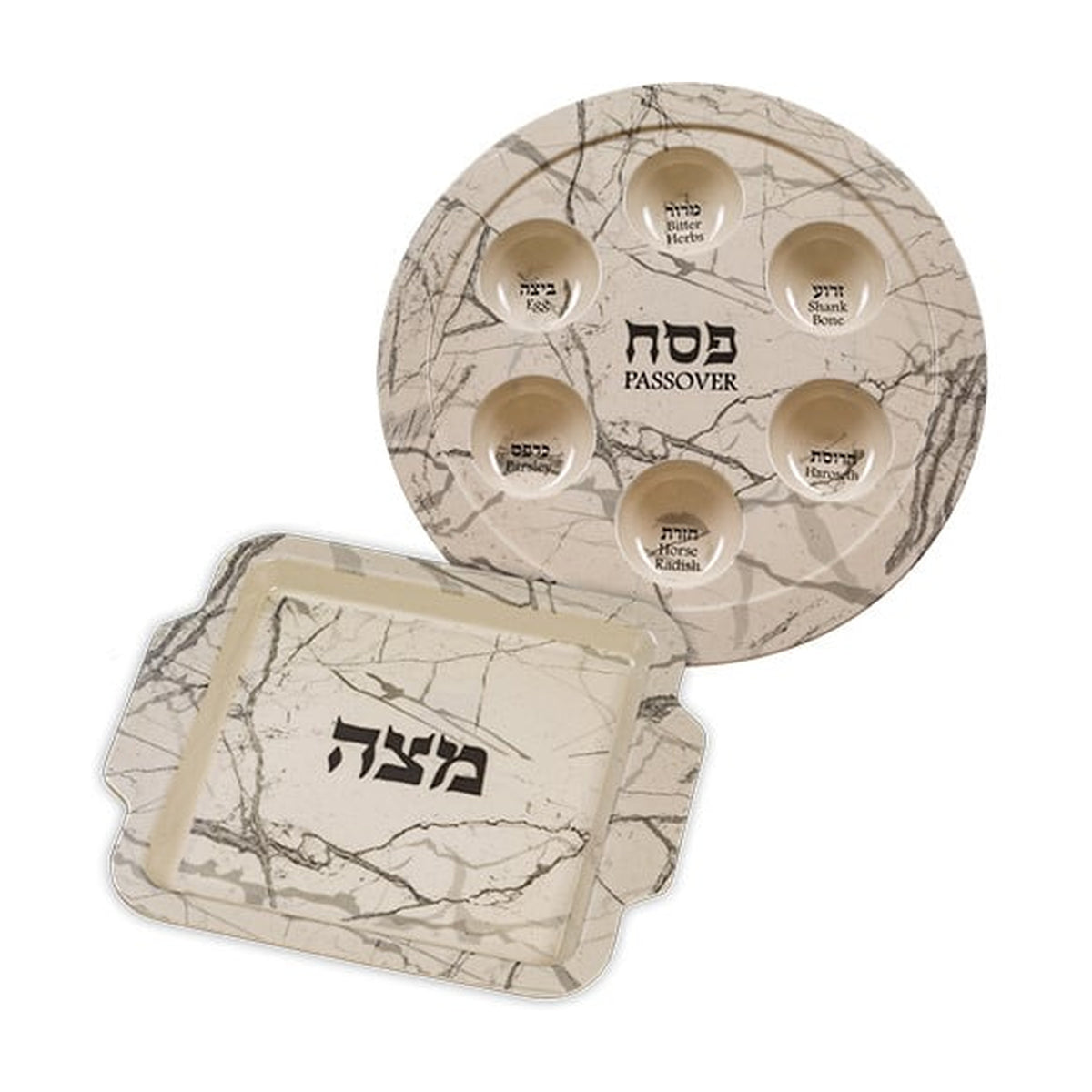 Seder Plate and Matzah Tray Set, Bamboo-Based Melamine