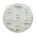 Seder Plate with Bowls, Glass, Silver Marble Effect