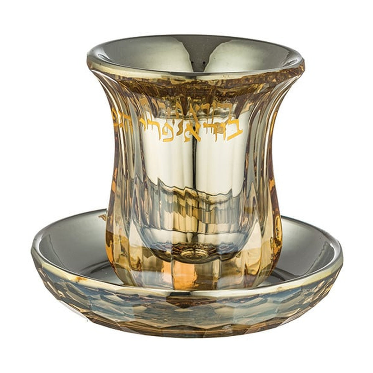 Crystal Kiddush Cup with Tray, Stemless