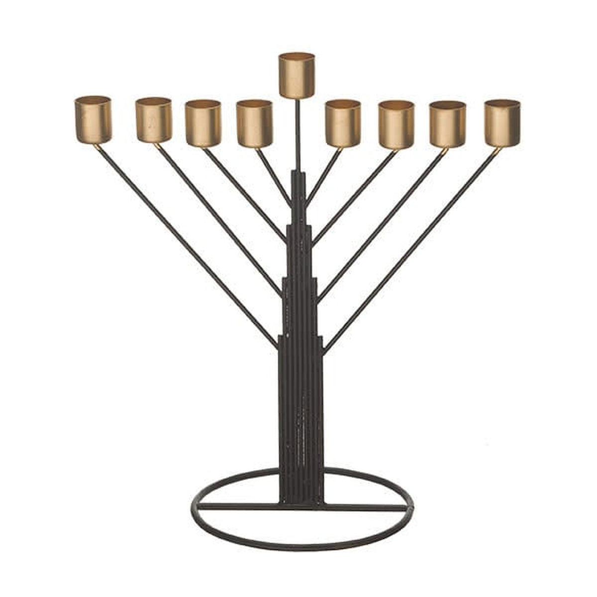 Tin Menorah for Oil, Two-Tone Black/Gold