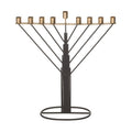 Tin Menorah for Candles, Two-Tone Black/Gold