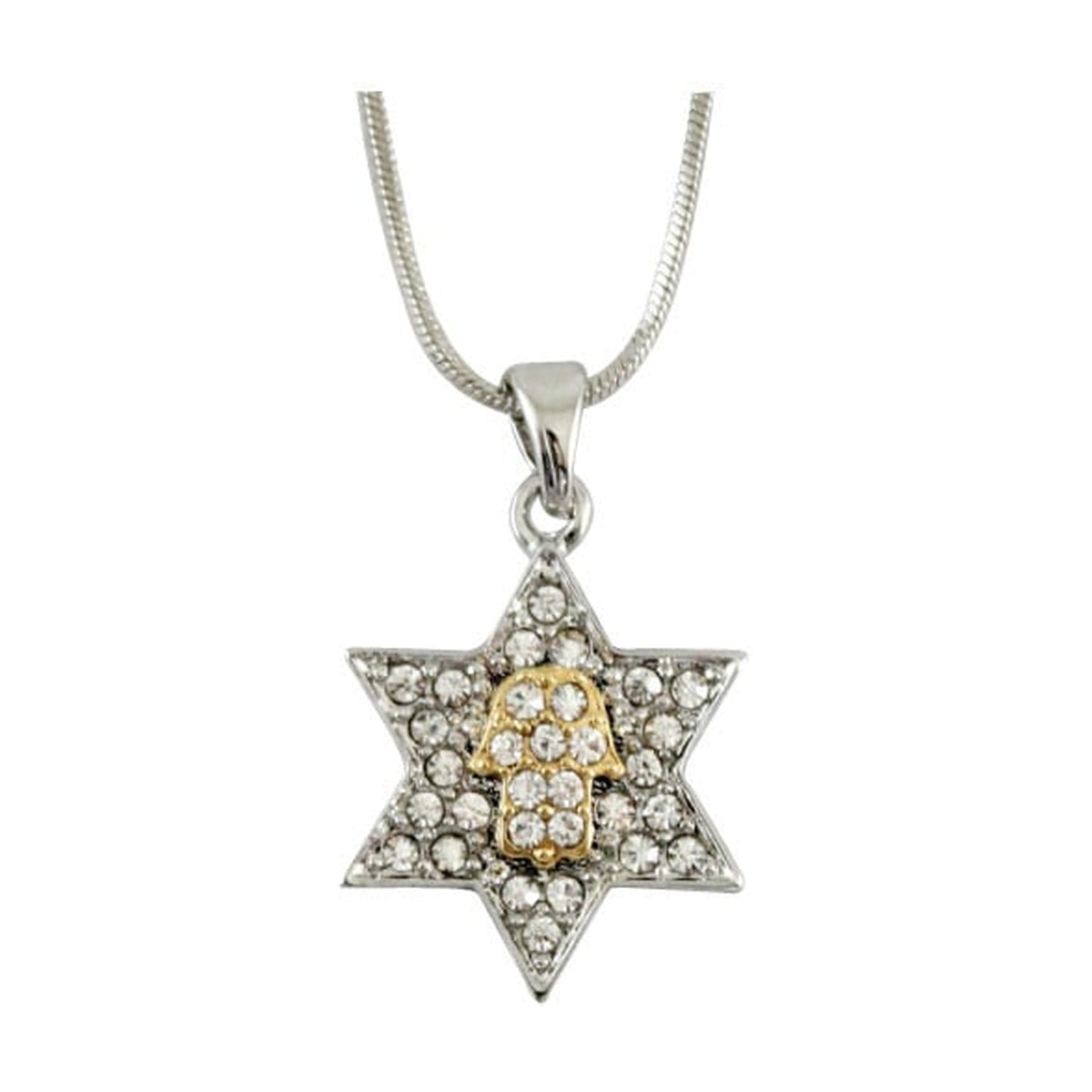 Necklace, Magen David with Hamsa and Crystals