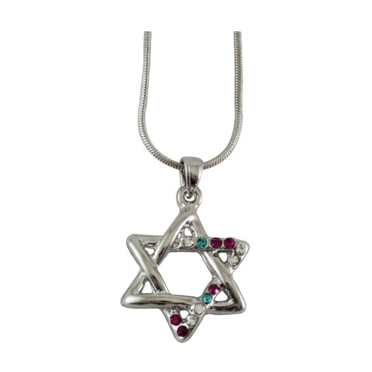 Necklace, 3D Magen David with Multicolour Crystals