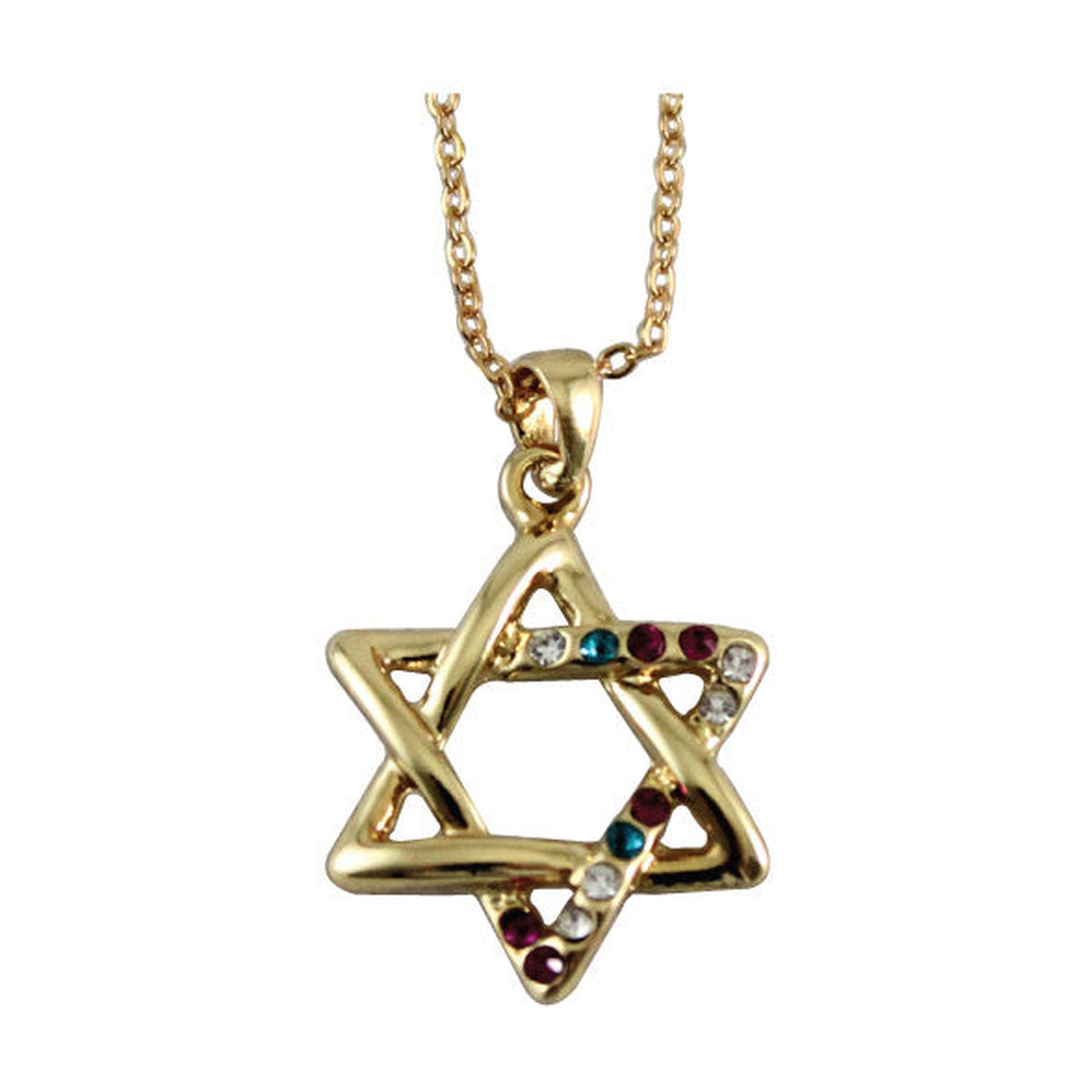 Necklace, 3D Magen David with Multicolour Crystals