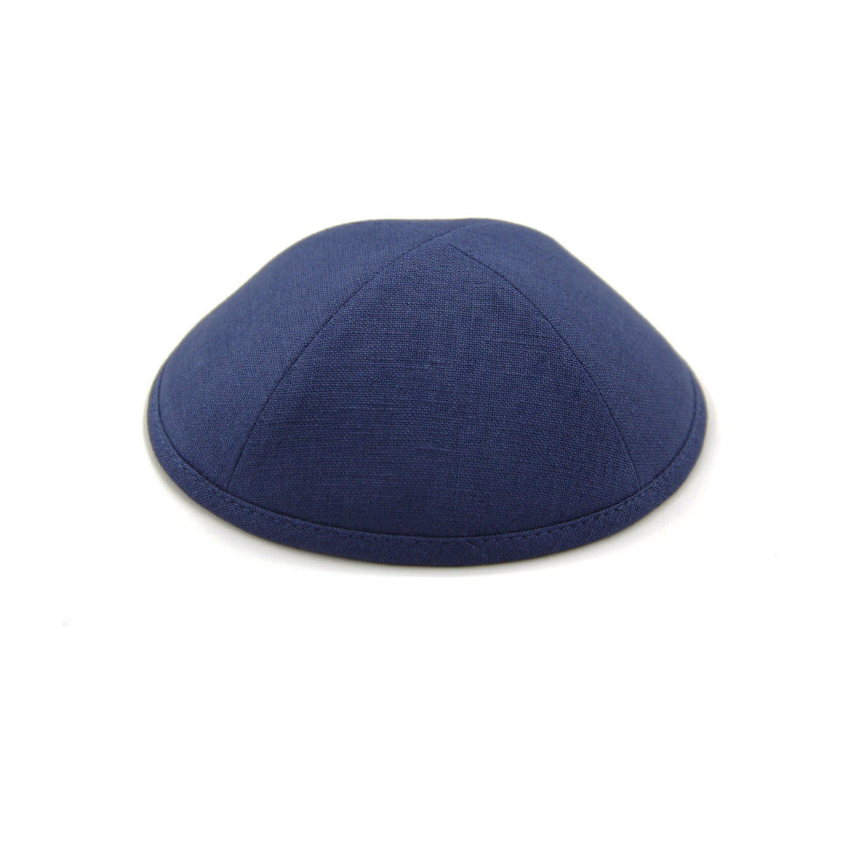 Navy Blue Linen Kippah, 17cm