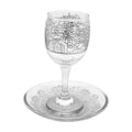 Glass Stemmed Kiddush Cup with Tray, Jerusalem Design in Silver