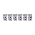 Set of 6 Mini Kiddush ''Shot'' Glasses, Purple Pomegranate Design