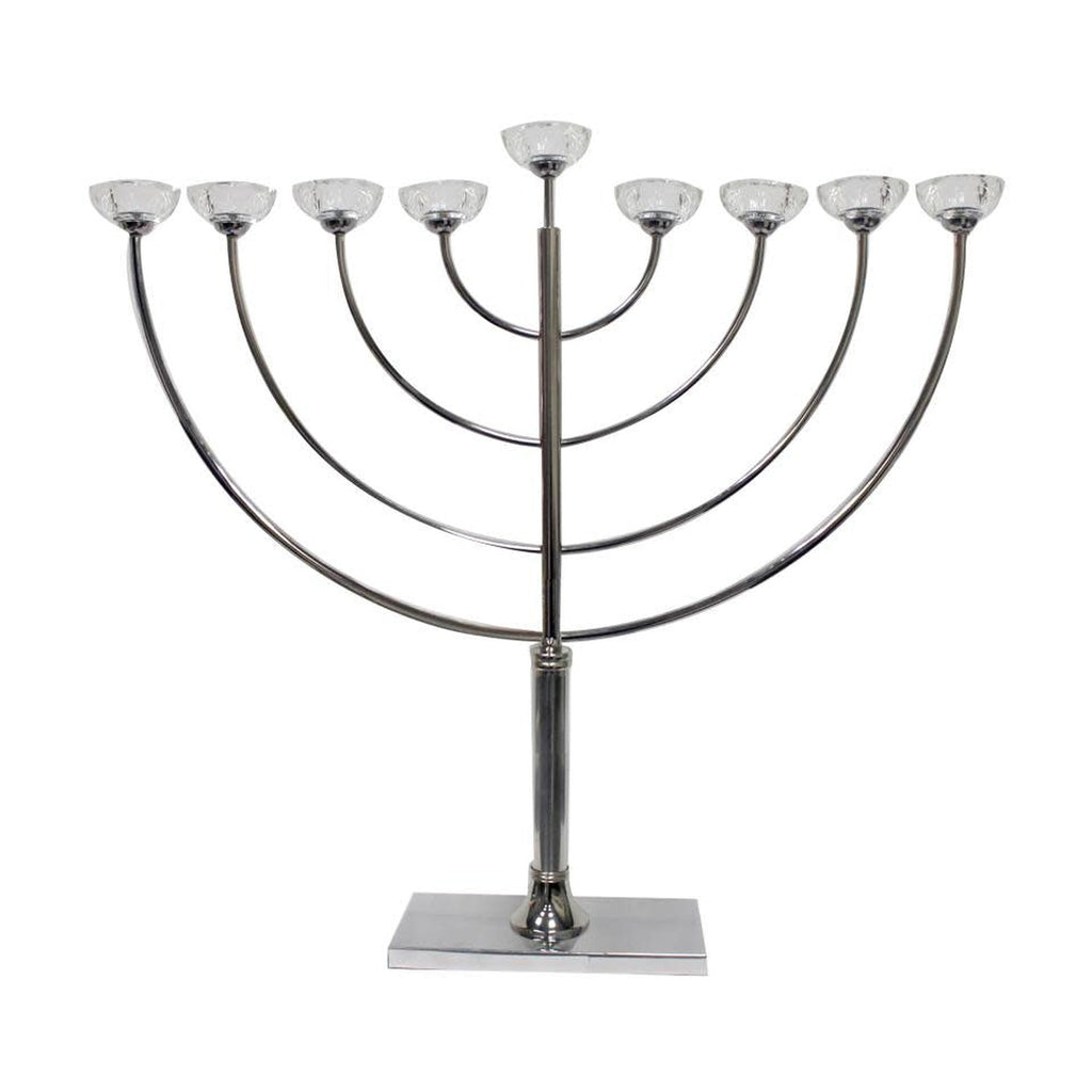 Super Jumbo Menorah, Aluminum with Crystal Branch Heads