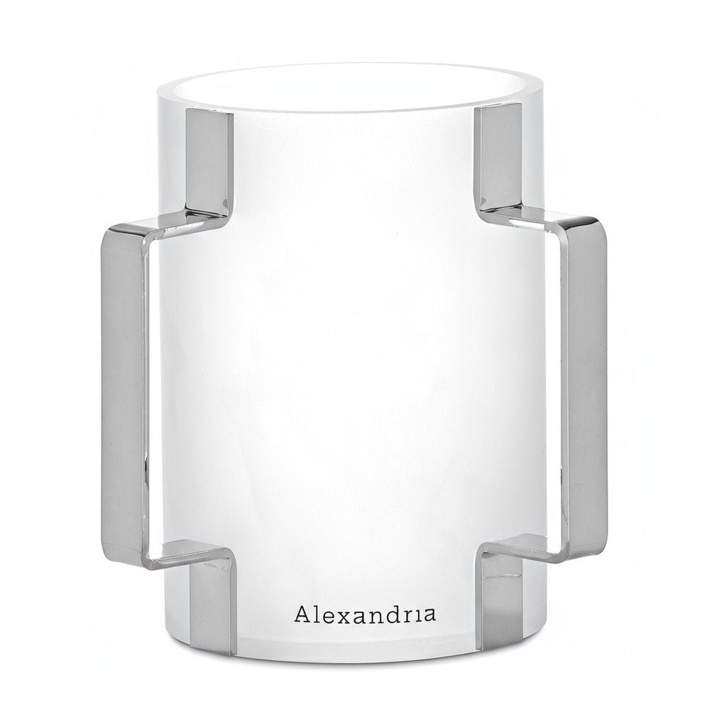 Washing Cup, Acrylic, Frosted with Silver Handles