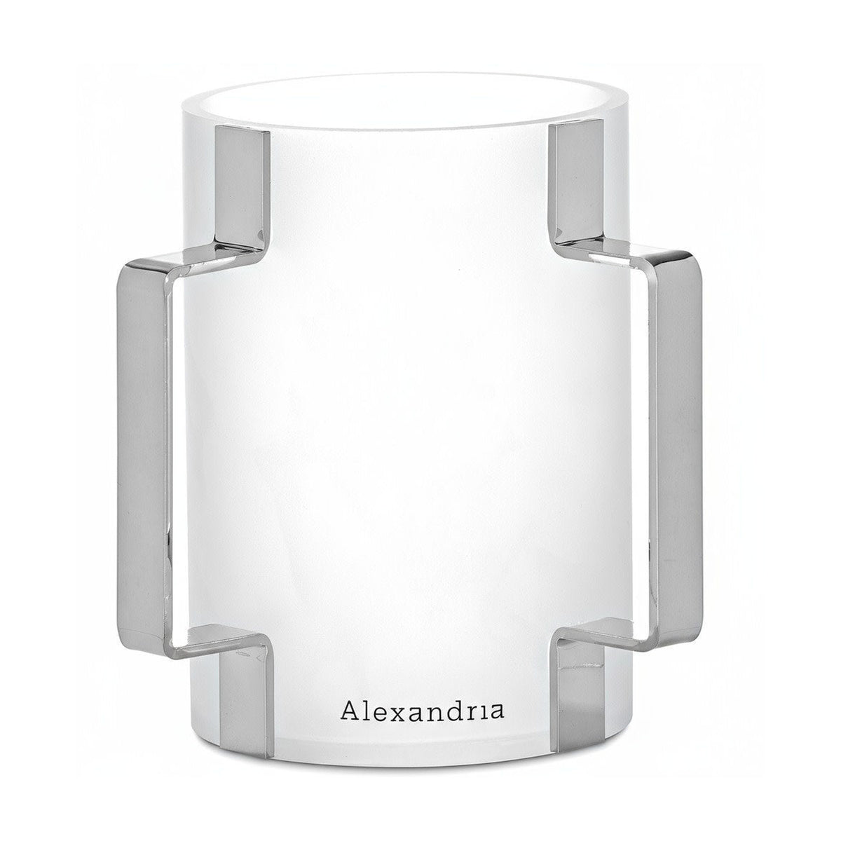 Washing Cup, Acrylic, Frosted with Silver Handles