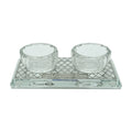 Crystal Tealight Candlesticks, Silver-Coloured Filligree Design