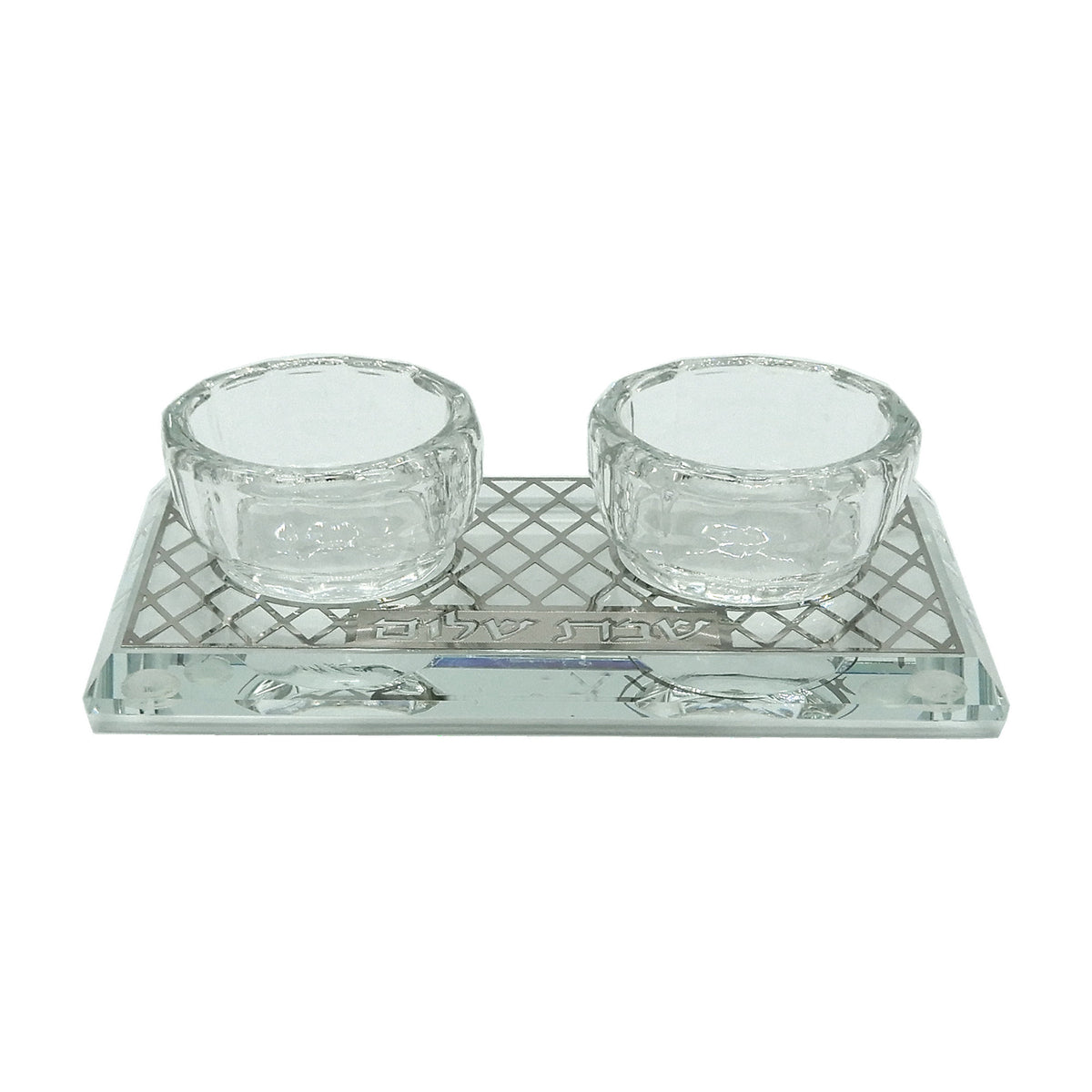 Crystal Tealight Candlesticks, Silver-Coloured Filligree Design