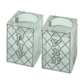 Crystal  Candlesticks, Silver-Coloured Filligree Design