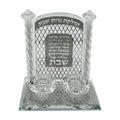 Crystal Tealight Candlesticks with Candle Lighting Blessing, Silver-Coloured Filligree Design