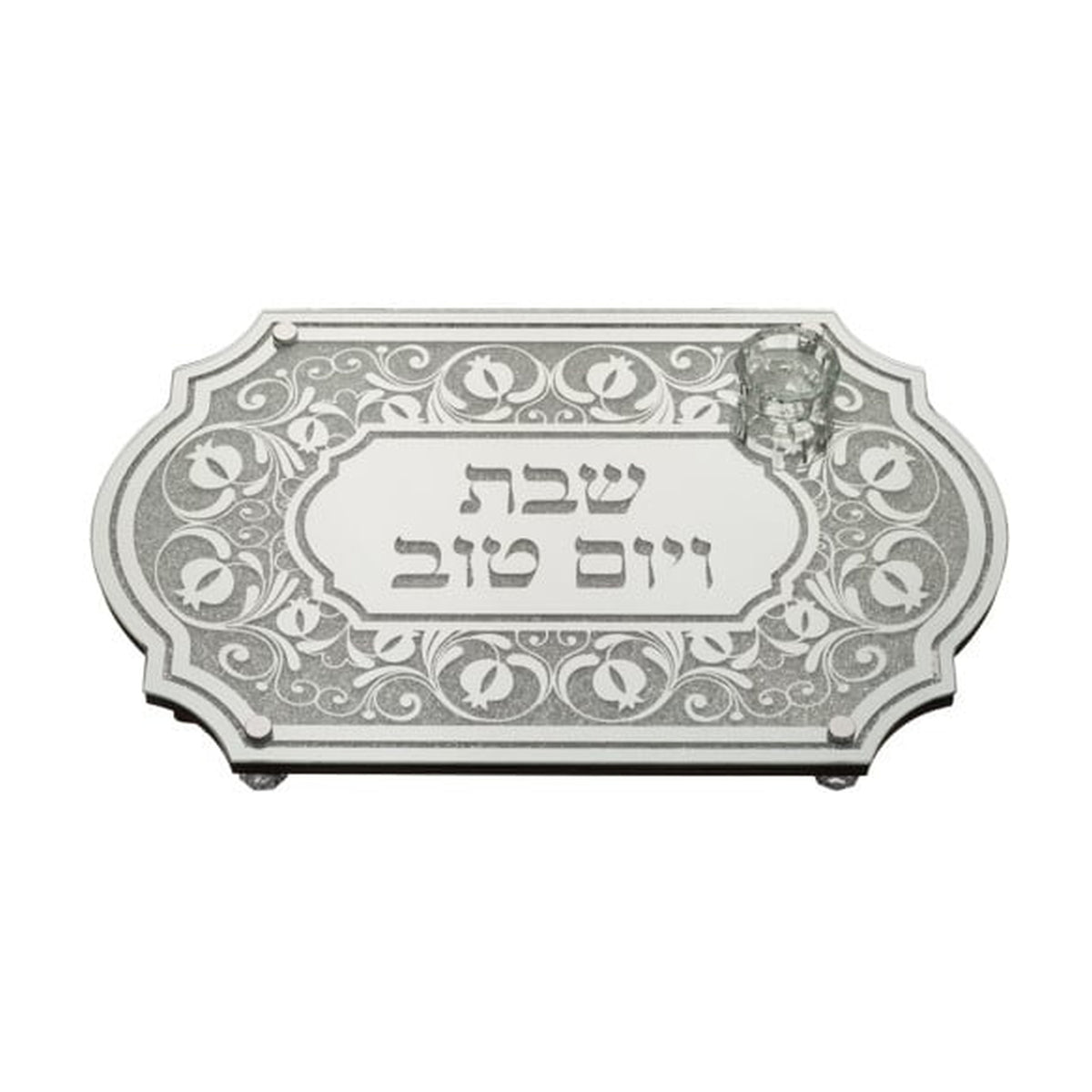 Challah Board, Glass with Inlaid Crystals