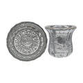 Silver Jerusalem Design - Glass Kiddush Cup with Plate