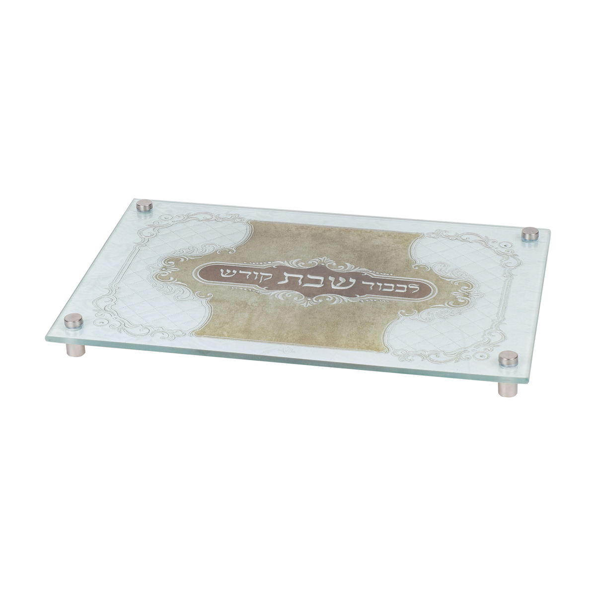 Challah Board, Glass with Silver-Effect Legs