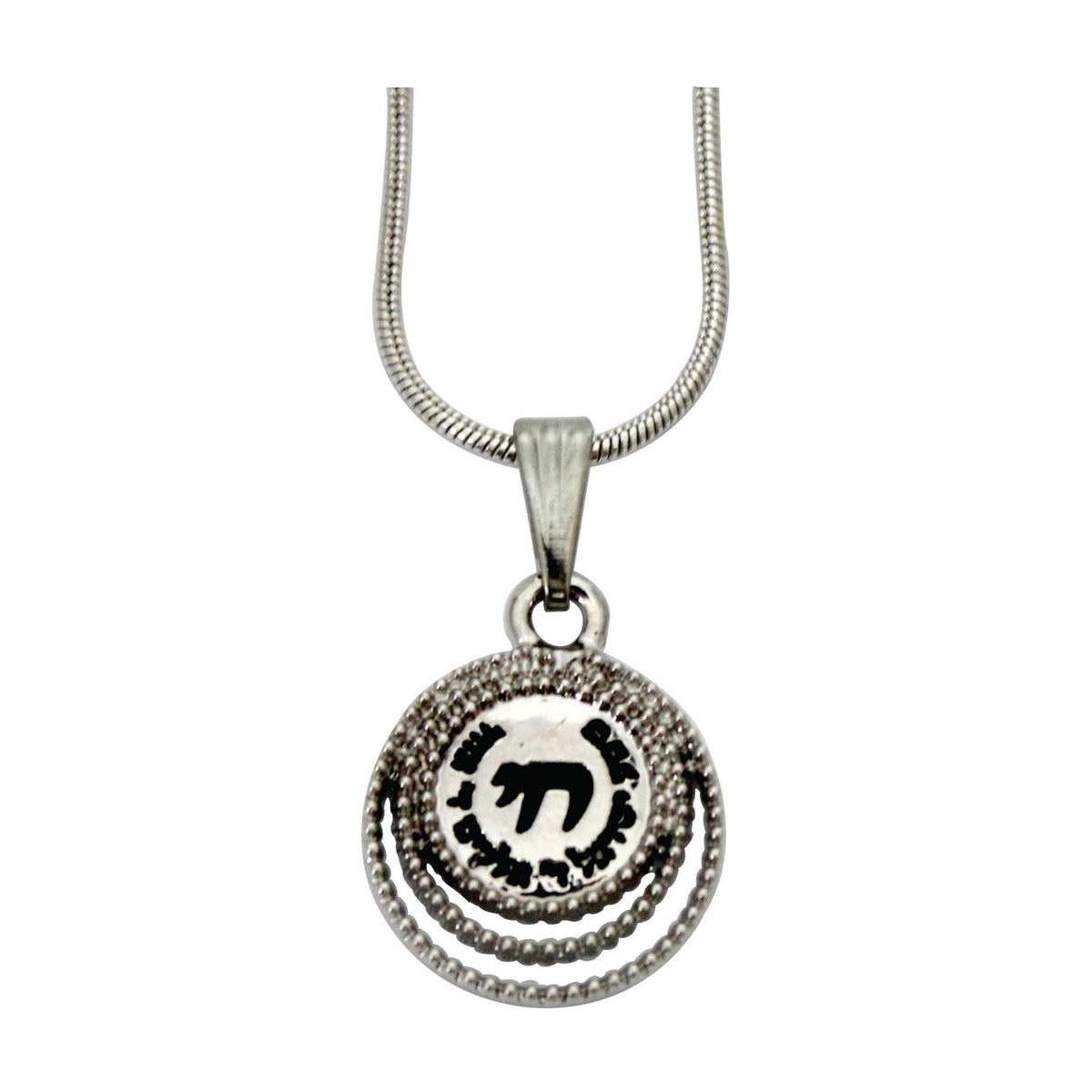 Necklace, Rhodium Plated with Crystals, Chai