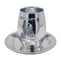 Crystal Kiddush Cup with Tray - Silver Overlay, Baba Sali
