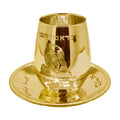 Crystal Kiddush Cup with Tray - Gold Overlay, Baba Sali