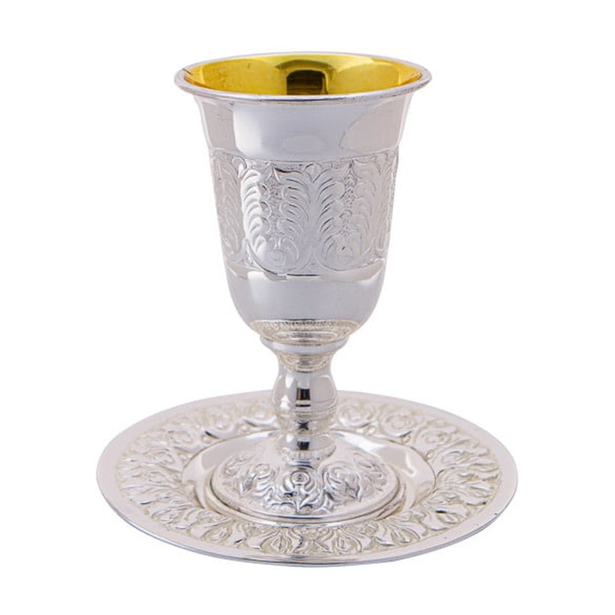 Kiddush Cup Set, Stemmed, Silver Finish
