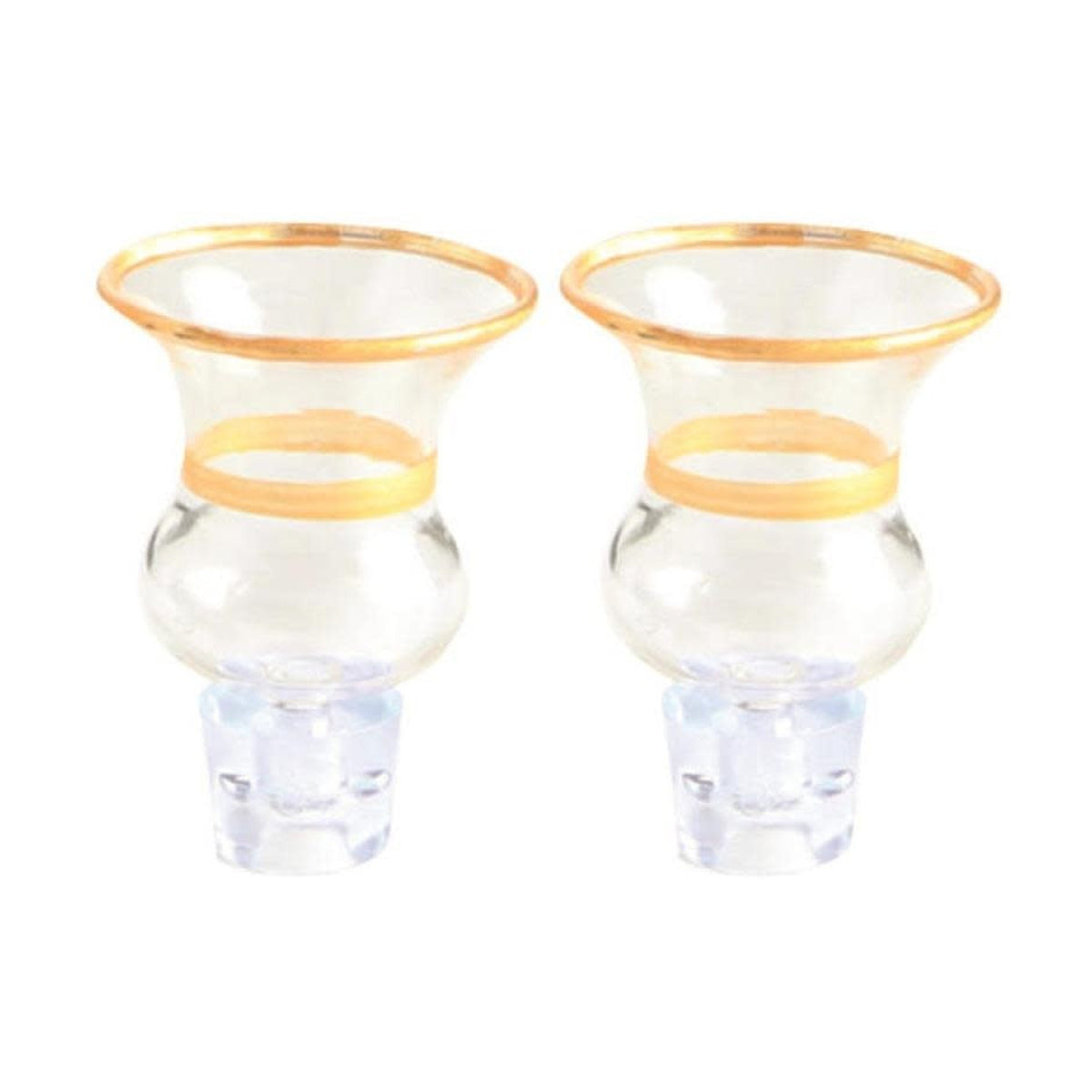 Glass Oil Cups with Gold Trim, 2pcs
