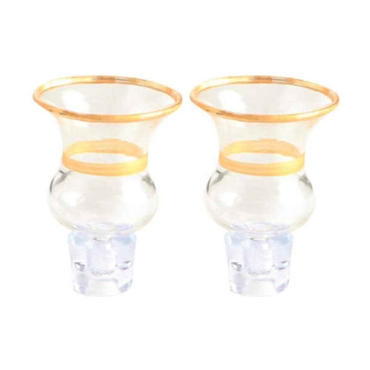Glass Oil Cups with Gold Trim, 2pcs