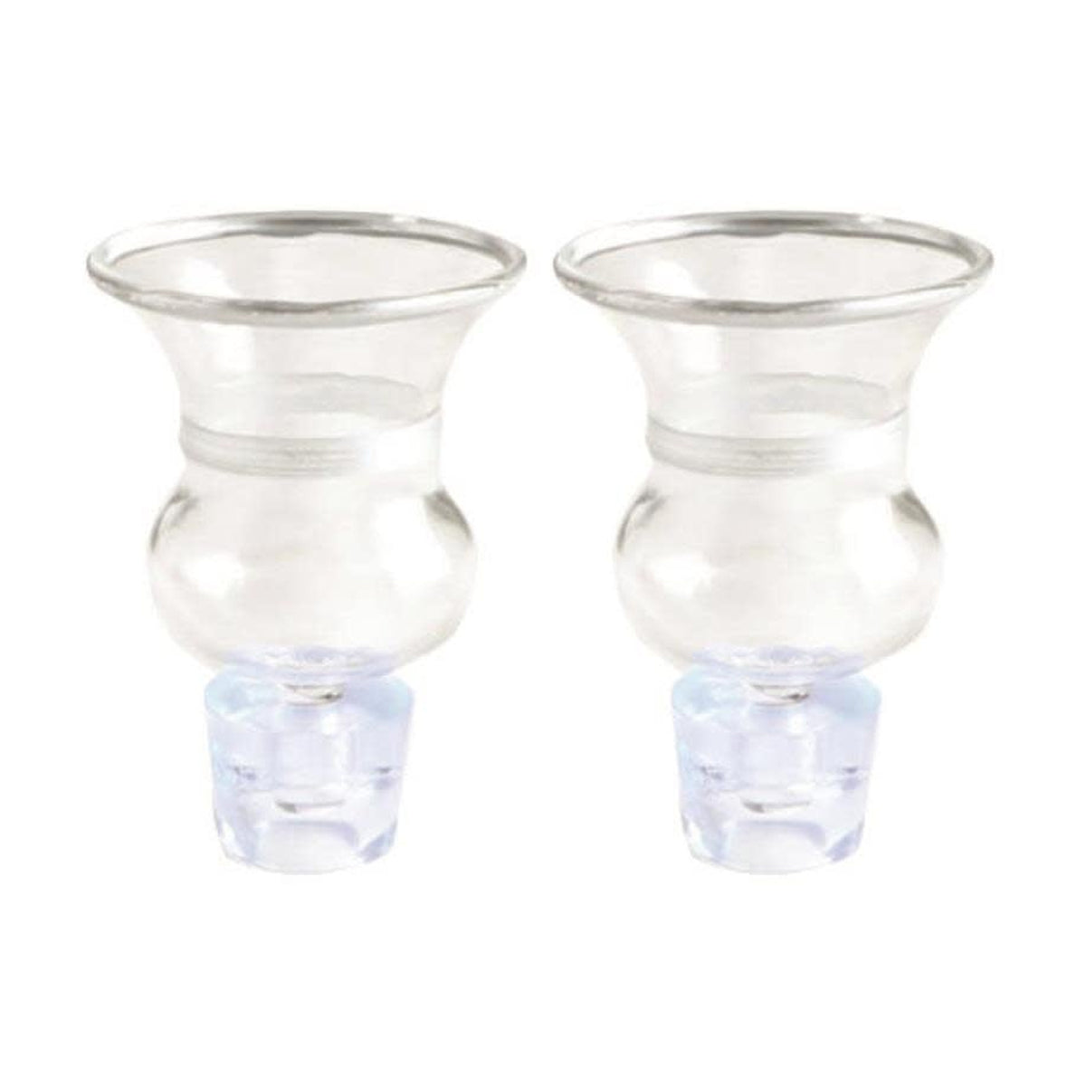 Glass Oil Cups with Silver Trim, 2pcs