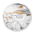 Silver Marble Matzah Cover - Round