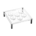 Modern Acrylic Seder Plate With Silver Design & Legs - 6 Glass Bowls