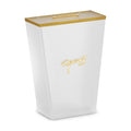 Tzedakah Box, White Acrylic with Gold Trim