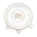 White Satin Matzah Cover - Round - Embroidered Pesach