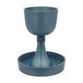 Anodized Stemmed Kiddush Cup with Tray, Pomegranate Design, Blue