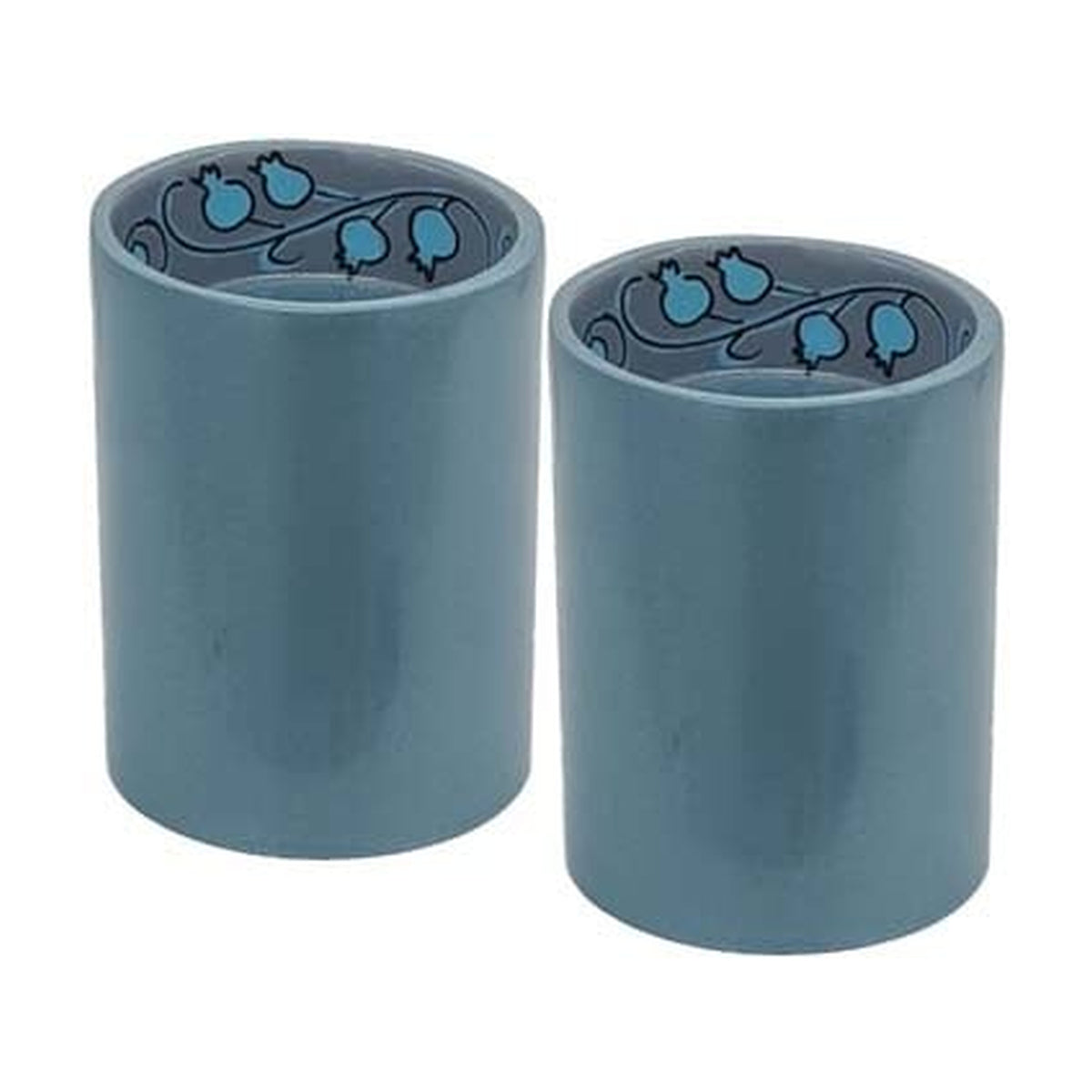 Anodized Candlesticks with Pomegranate Design, Blue