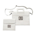 White Leatherette Tallit & Tefillin Bag Set with Handles/Straps