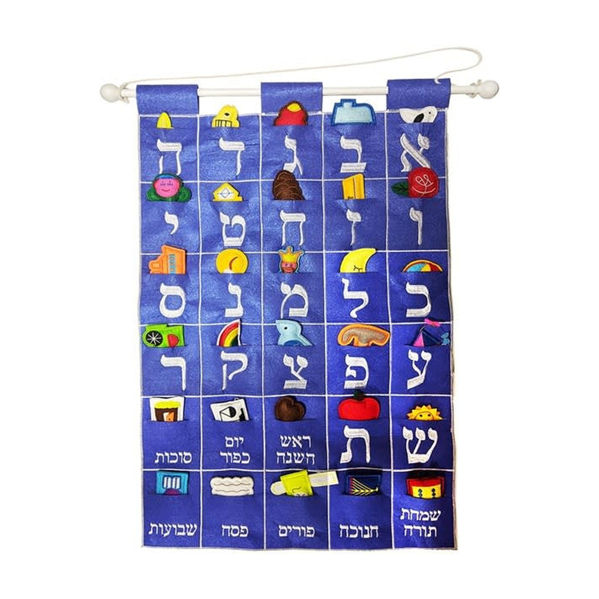 Alef Bet Wall Hanging, Blue